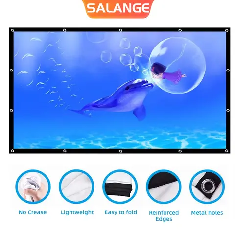 Salange 비디오 프로젝터 스크린 100 인치 120 인치 휴대용 접이식 홈 시어터 야외 실내 양면 프로젝션 커튼