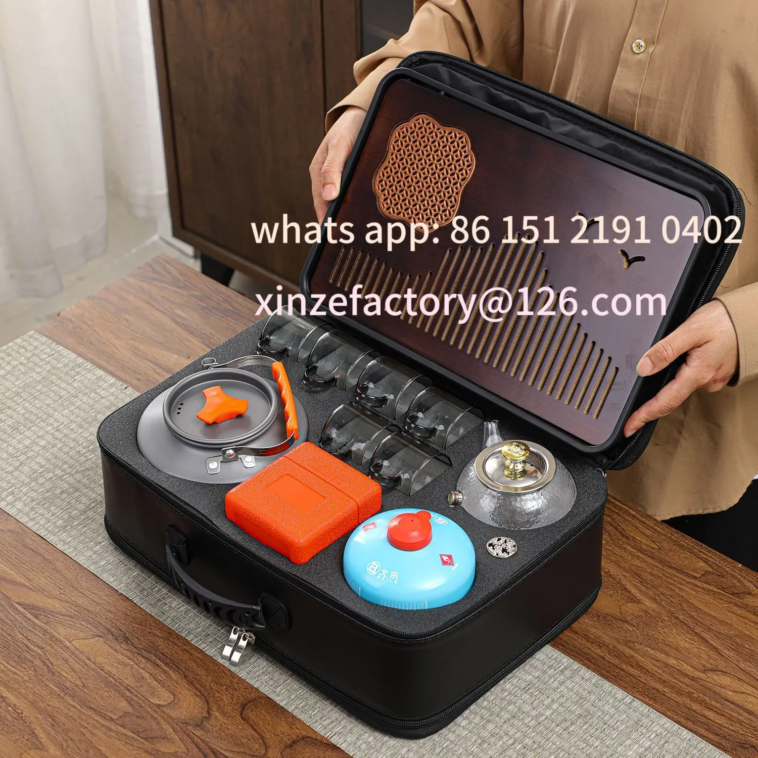 

Customizable car outdoor glass camping stove making portable travel tea kettle a complete set