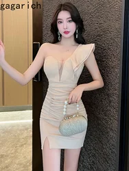 Gagarich Sexy Socialite Style Asymmetrical One Shoulder Dress Nightclub Bar Temperament Women Tight Fit Slim Nightclub Vestidos