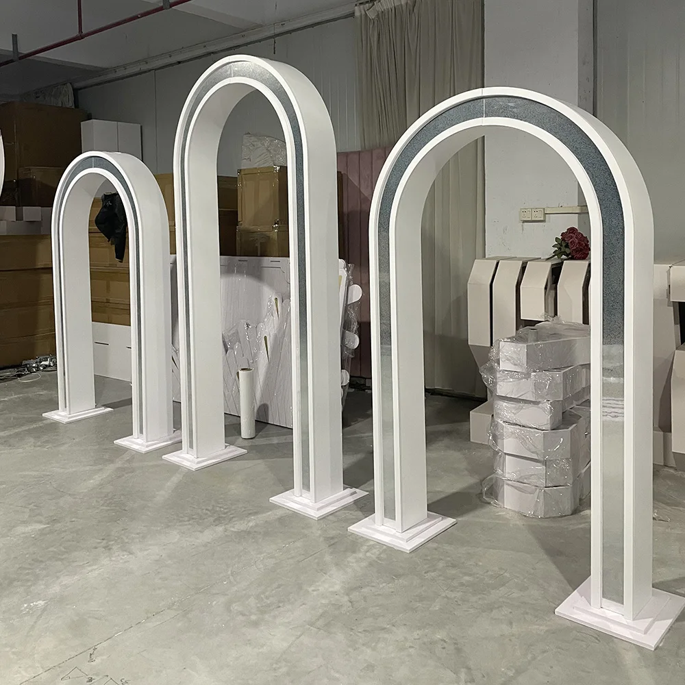 

FSDKX Wedding Silver Background Frame Acrylic Arch Background Decoration Props Outdoor Wedding Decoration Arch Gate Ornaments