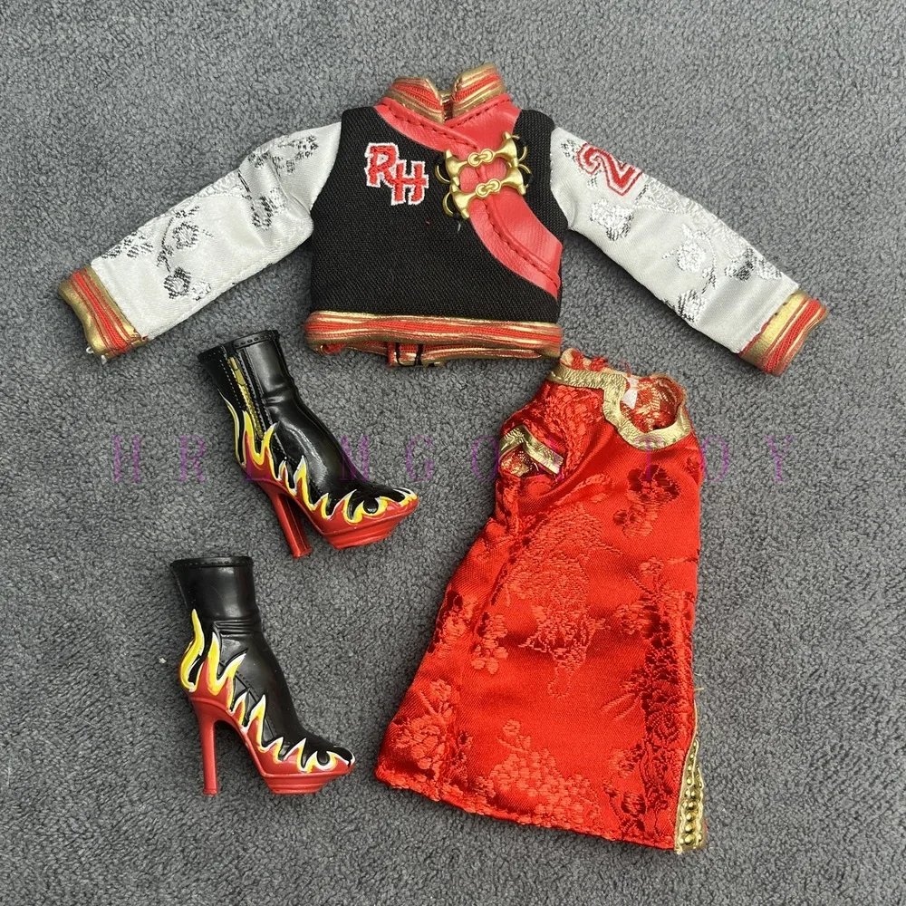 Original multi estilo arco-íris escola secundária 28cm boneca roupas e sapatos conjunto moda vestir meninas presente de feriado brinquedos