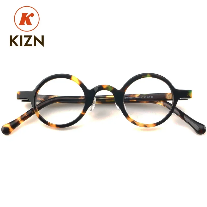 

KIZN Acetate Frame Men Vintage Retro Small Round Eyeglasses Women Optical Myopia Glasses Prescription Eyewear -0.5 to -6.
