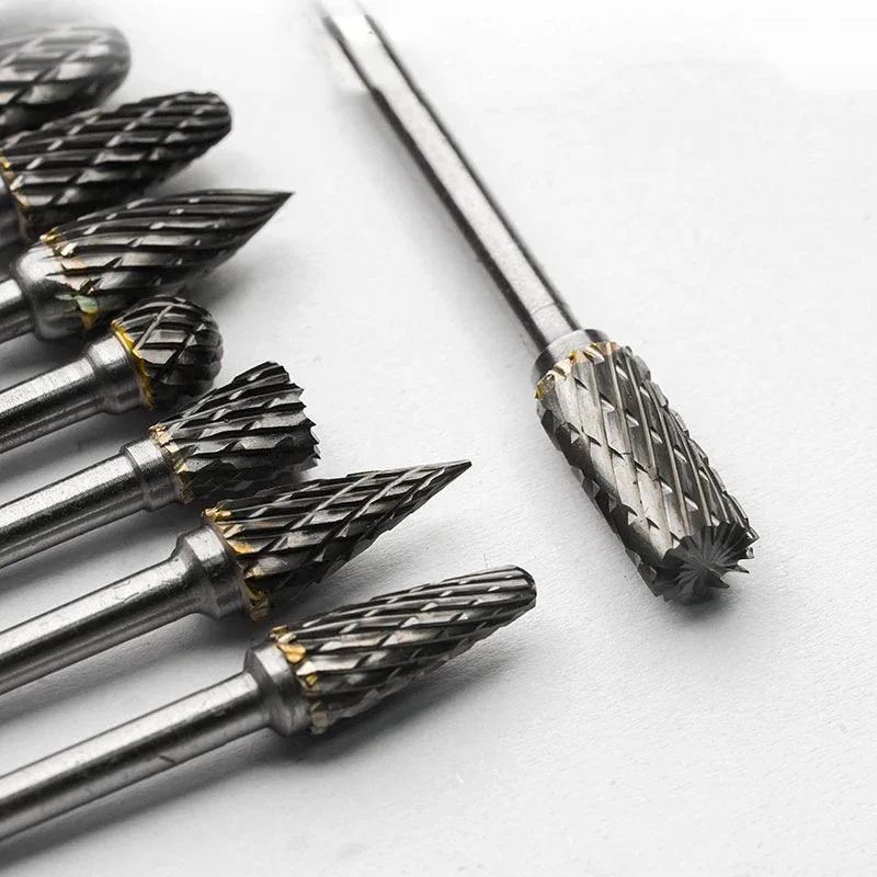 6MM Tungsten Steel Grinding Head 2.35/3mm Shank Milling Cutter Single/Double Rotary File Burr Drill Wood Stone Root Carving Tool