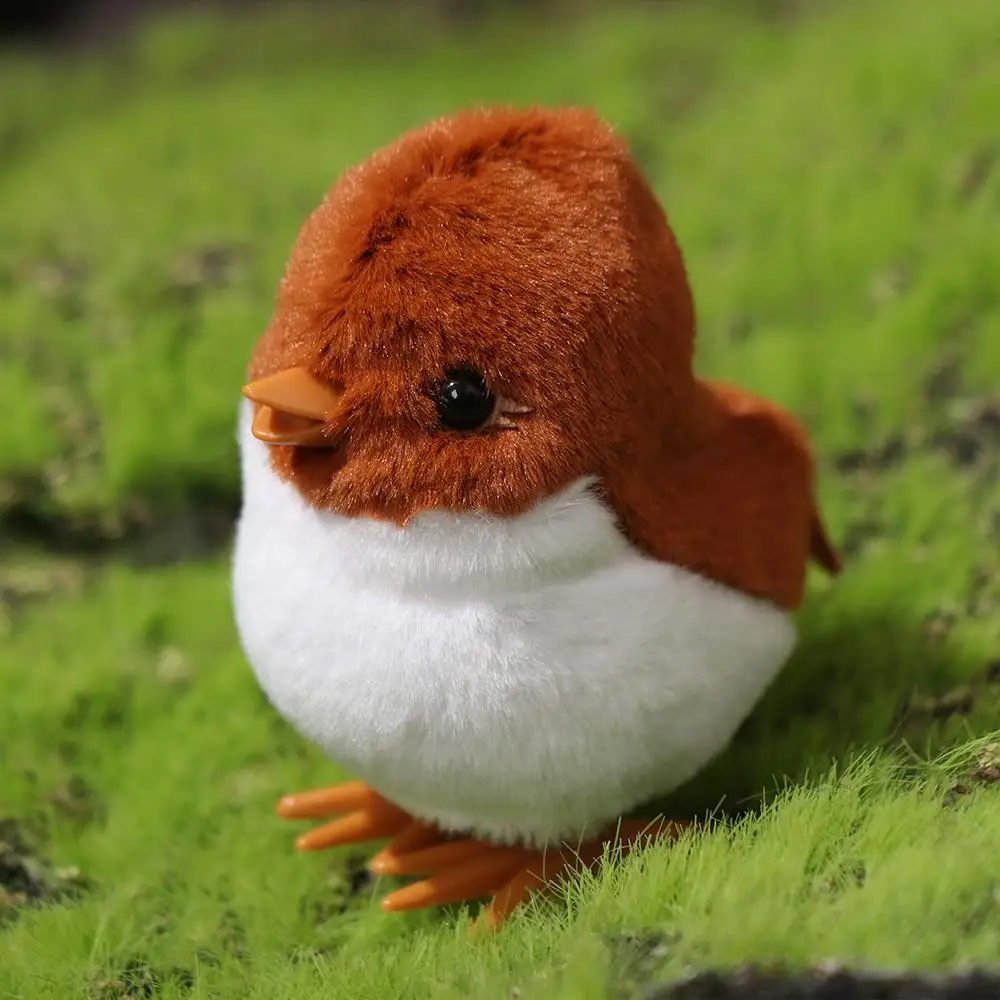 Interativo bonito pardais acabar brinquedo de salto de pelúcia realista relógio primavera pássaro brinquedo guia bebê rastejando brinquedo andando presentes