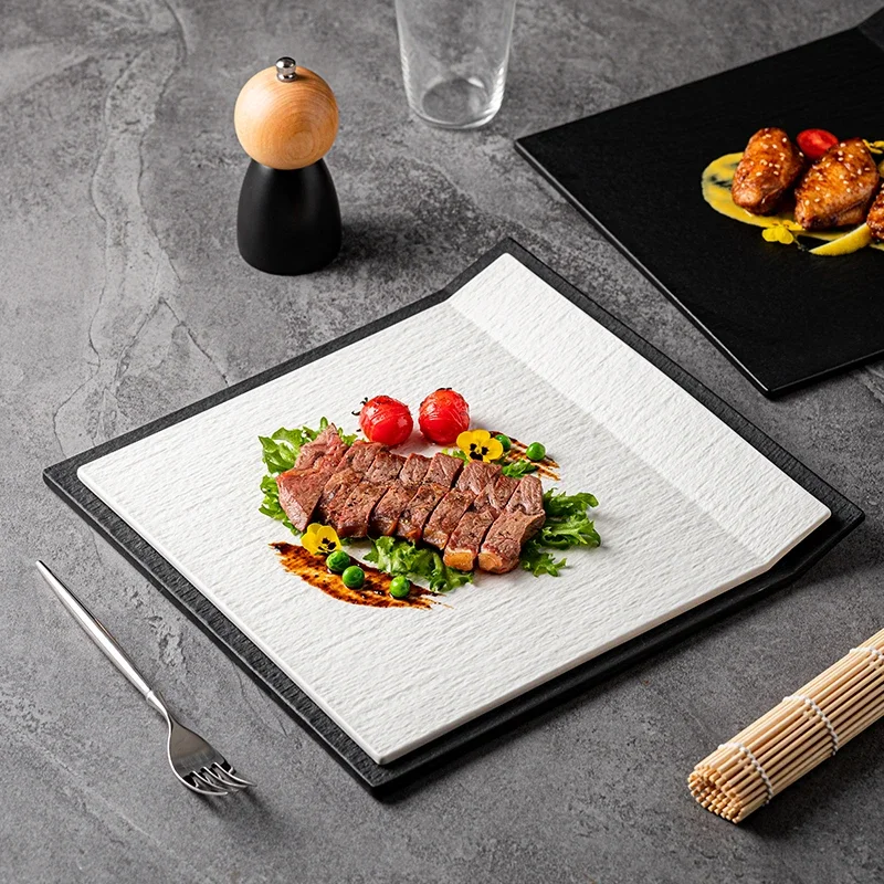 Ceramic Western Food Steak Plate Flat Dessert Table Set Plate French Cake Inventory Tableware Household Large Kitchen Utensils