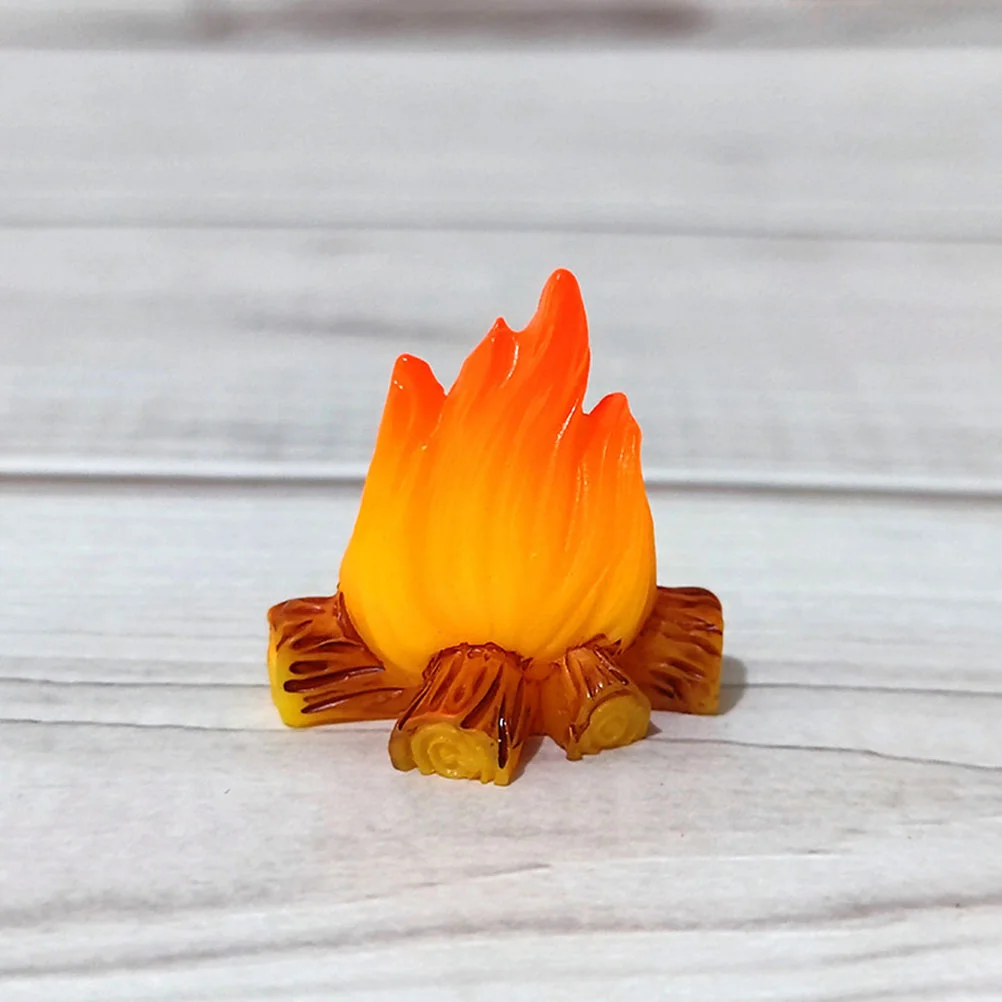 4 Pcs Micro Landscape Ornament Toy Campfire Fake Dollhouse Resin Handicrafts Portable Fireplace Mini Bonfire Centerpiece Logs