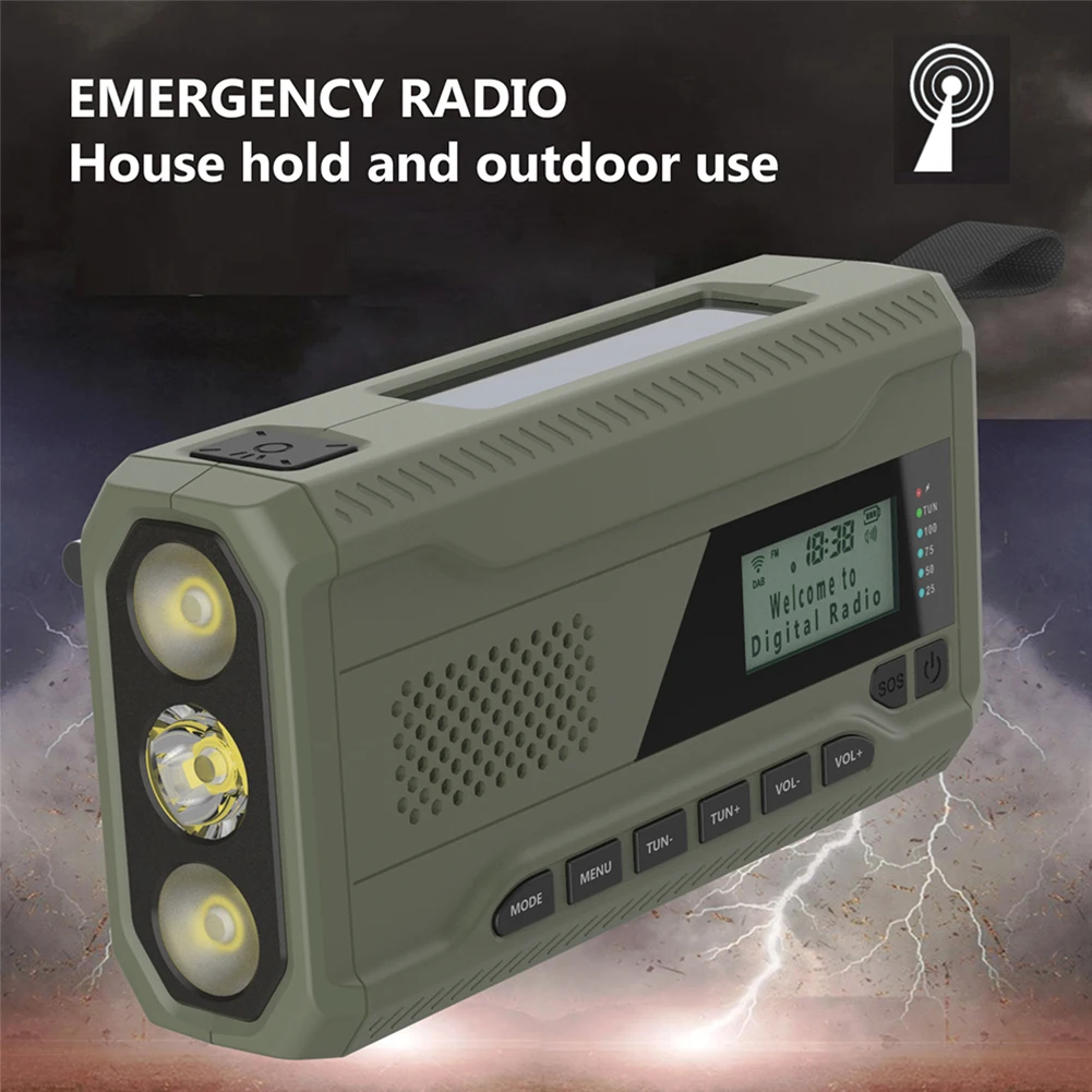 4500mAh Emergency Radio Multifunctional FM Radio Hand-crank Generator Solar Radio Rechargeable Weather Radio with Flashlight