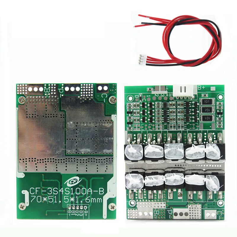 3S 12V Split Port 100A Polymer 18650 Lithium Battery Protection Board with Balance