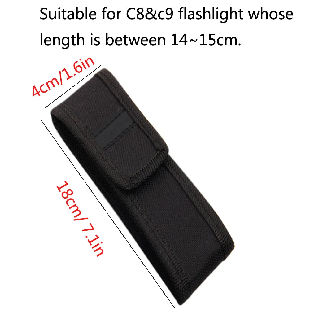 18cm  LED Flashlight Torch Nylon Holster Holder Pouch Belt Case Pouch Bag Black Outdoor Camping Hunting Lighting Accessories