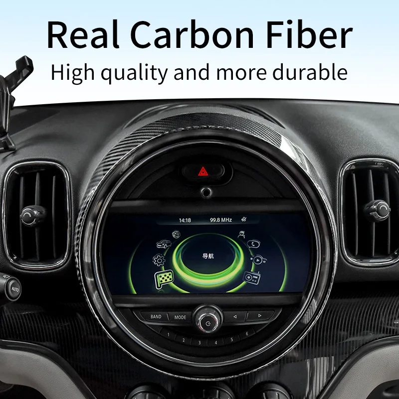 Car Styling Center Console Screen Decorative Frame Real Carbon Fiber Cover For Mini Cooper F60 Countryman Auto Accessories