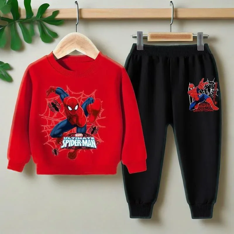Sweat-shirt décontracté pour enfants, vêtements de dessin animé pour garçons en bas âge, col rond, imprimé bande dessinée, pulls et pantalons, 2 pièces, survêtements à manches longues, nouvelle collection 2025