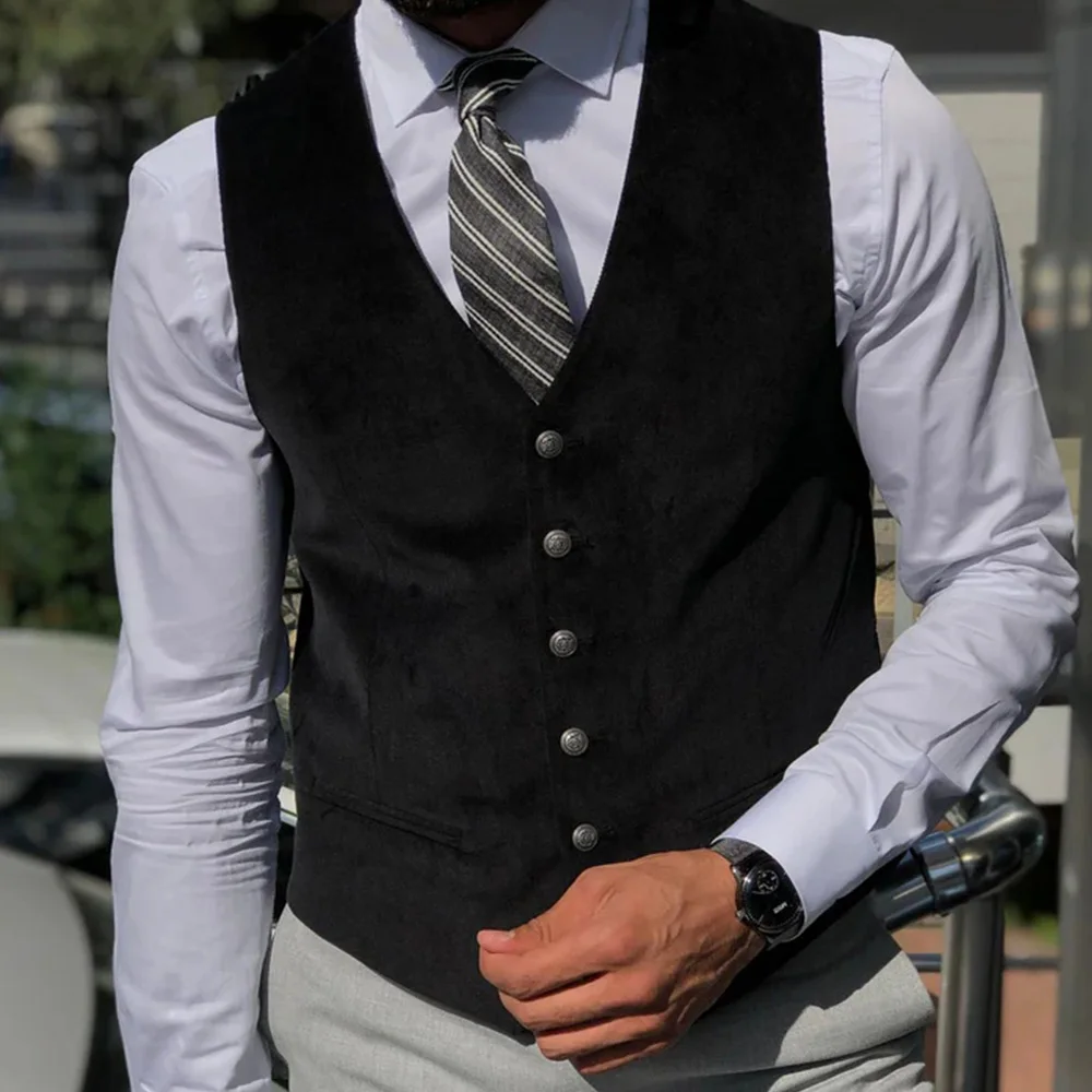 

Vest For Men V Neck Black Velvet Mature Charming Colors Steampunk Tailor-made Custom Plus Size Waistcoat chaleco hombre