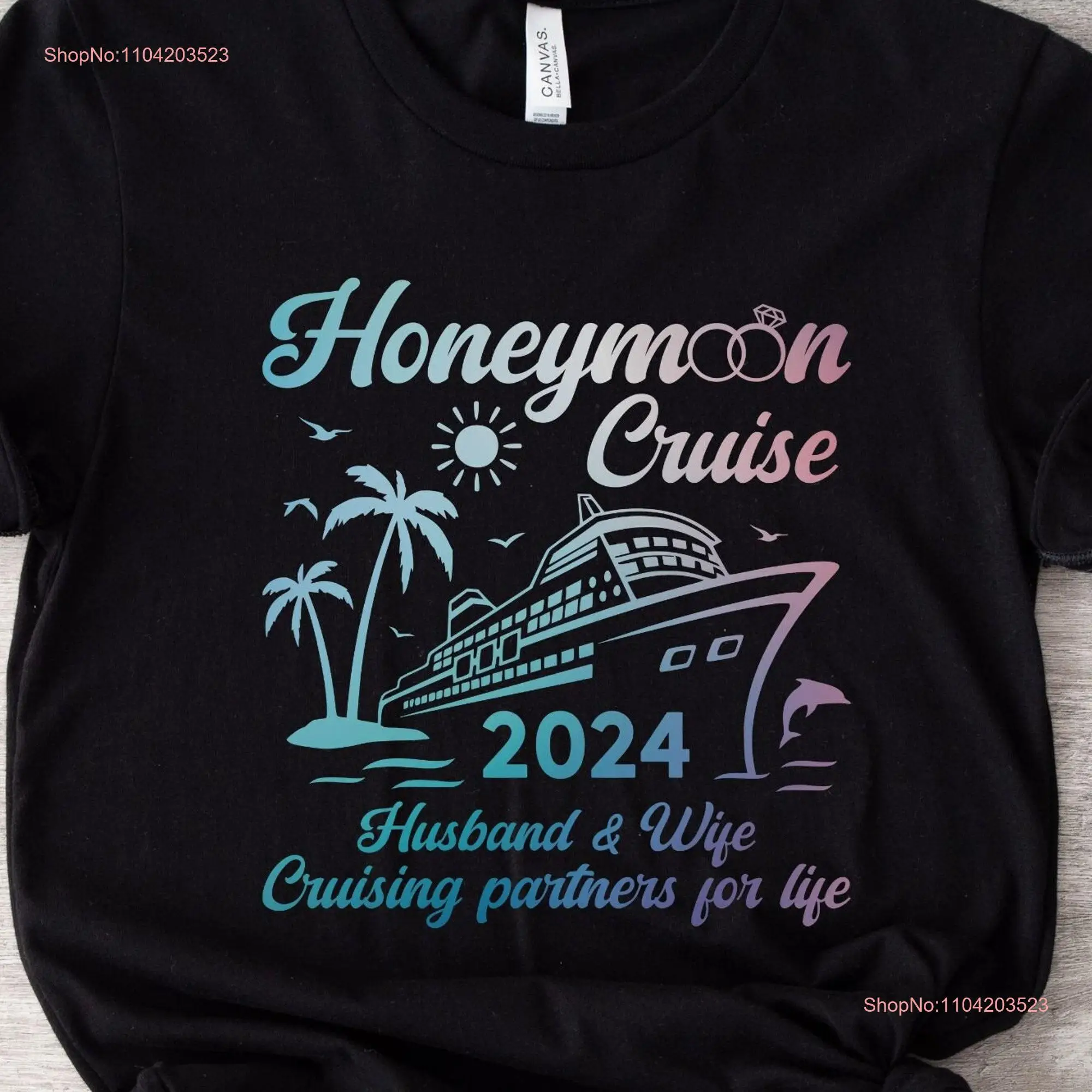 2024 Honeymoon Cruise T Shirt Matching Couples s Newlyweds Just Married Vacation long or short sleeves