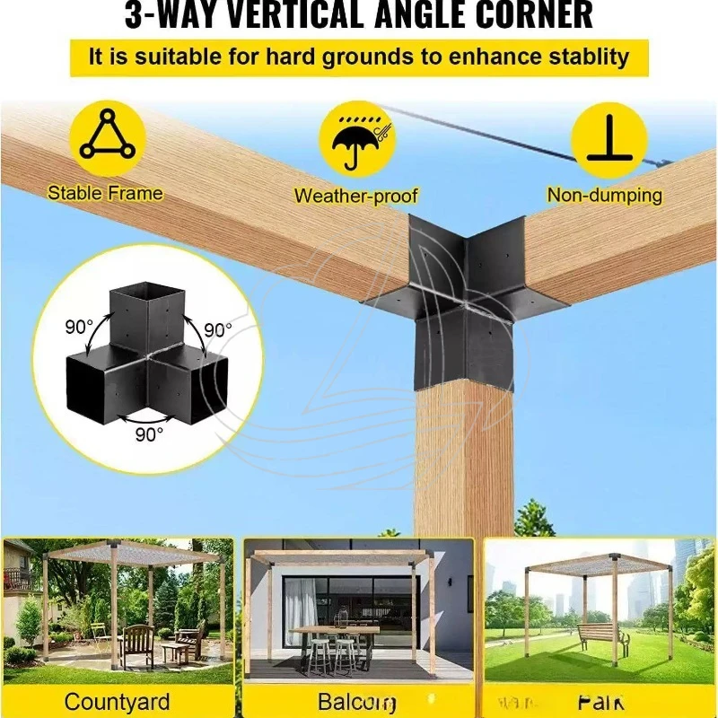 Outdoor Pergola Corner Bracket 4×4 6×6 Steel-Wood Combined Pavilion Support