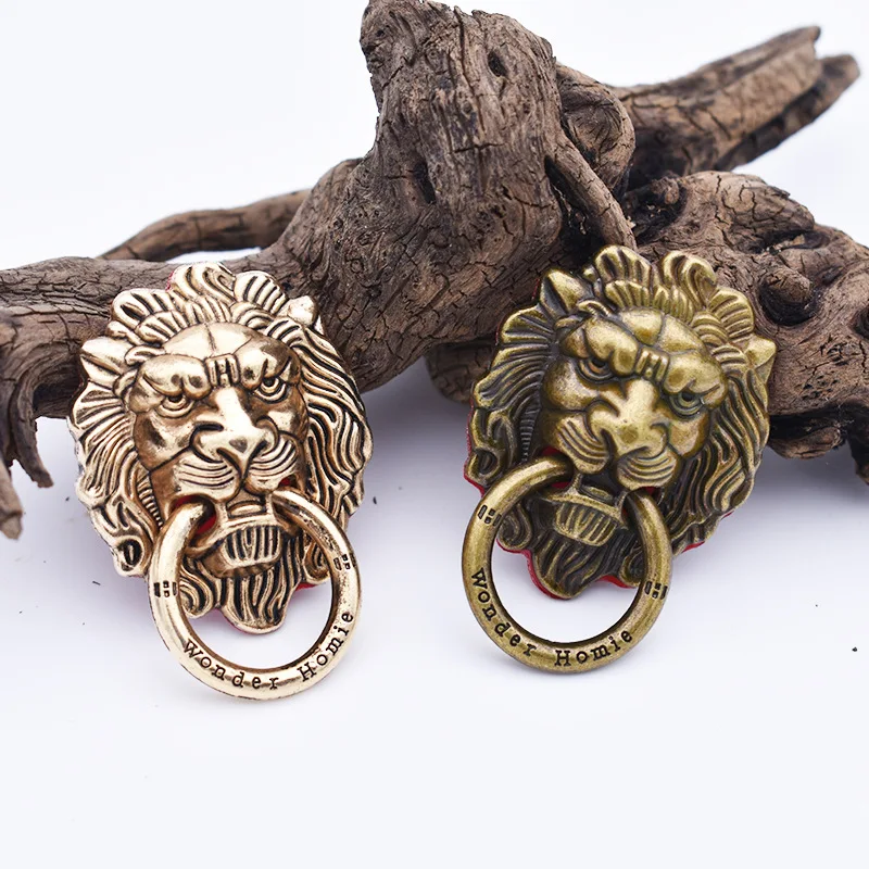 Full Metal Plating Retro Style Lion Mobile Phone Holder Stand  Lion Head Phone Universal Ring Buckle Bracket Finger Ring Holder