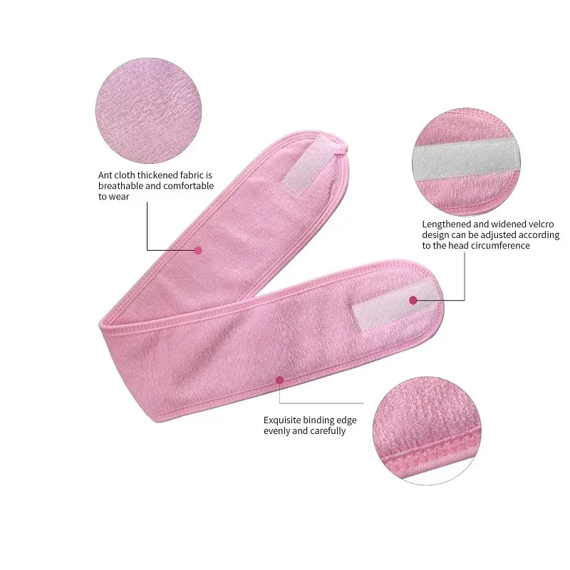 1 PC Makeup Hairband Eyelashes Extension Spa Facial Headband Makeup Wrap Head Terry Cloth Headband Stretch Towel with Magic Tape