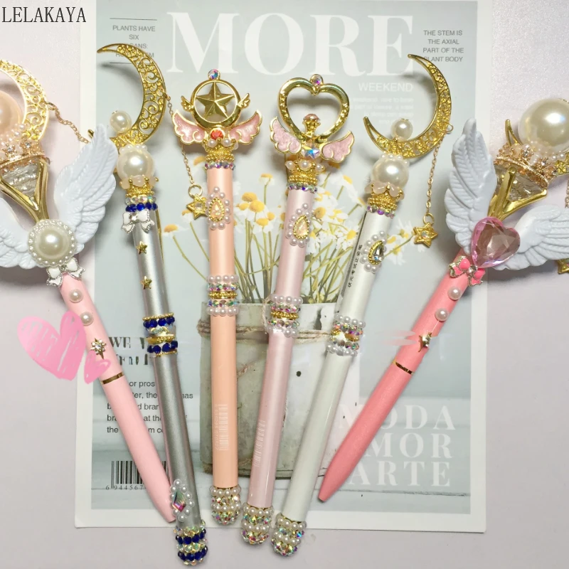 Anime Cosplay Prop Gel Pen Card Captor Sakura Pen School Stationery Cartoon Wing Star Moon 0.5mm Anime Ballpoint Pen for Girls