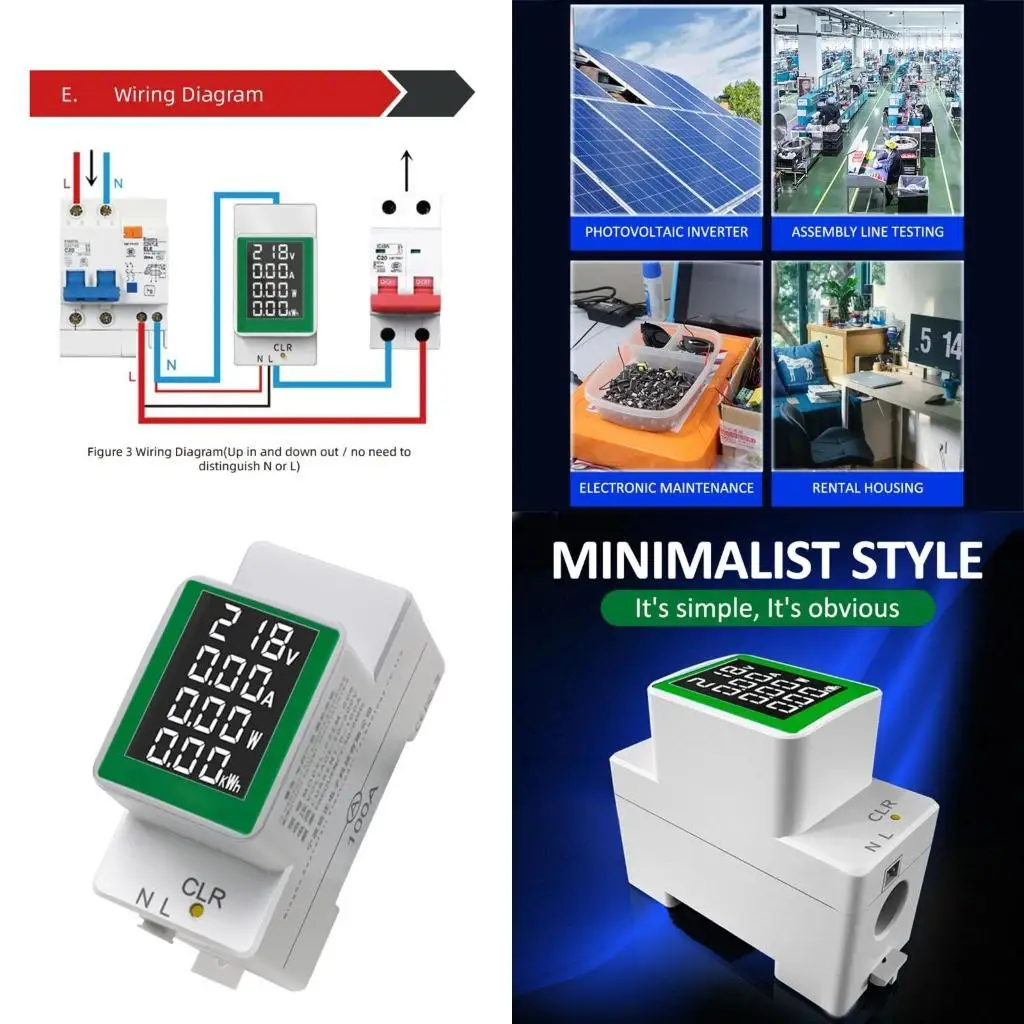 

652F Ammeter Voltmeter Digital Multimeter Amp Watt Meter Electric Energy Monitor