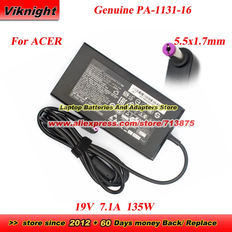 Genuine PA-1131-16 AC Adapter 19V 7.1A 135W for ACER VN7-591G VN7-592G VN7-792G AN517-51 VX5 VX15 A715-71G A715-72G A717-71G 72G