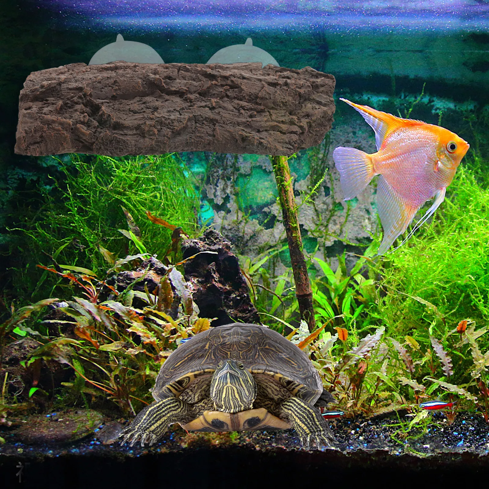 

Large Turtle Floating Platform Resin Basking Rock for Aquariums Reptile Sunbathing Deck Tortoise Rest Stand Tank Decoration