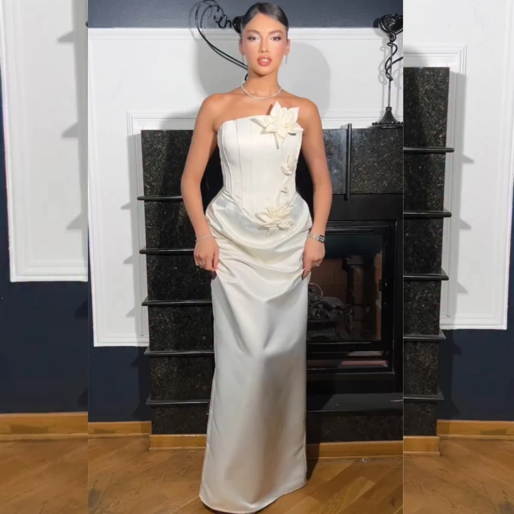 

Вечернее платье по индивидуальному заказу, плиссированные цветы, длинные платья без бретелек, индивидуальный случай, высокое качество, женская элегантная вечеринка, свадьба