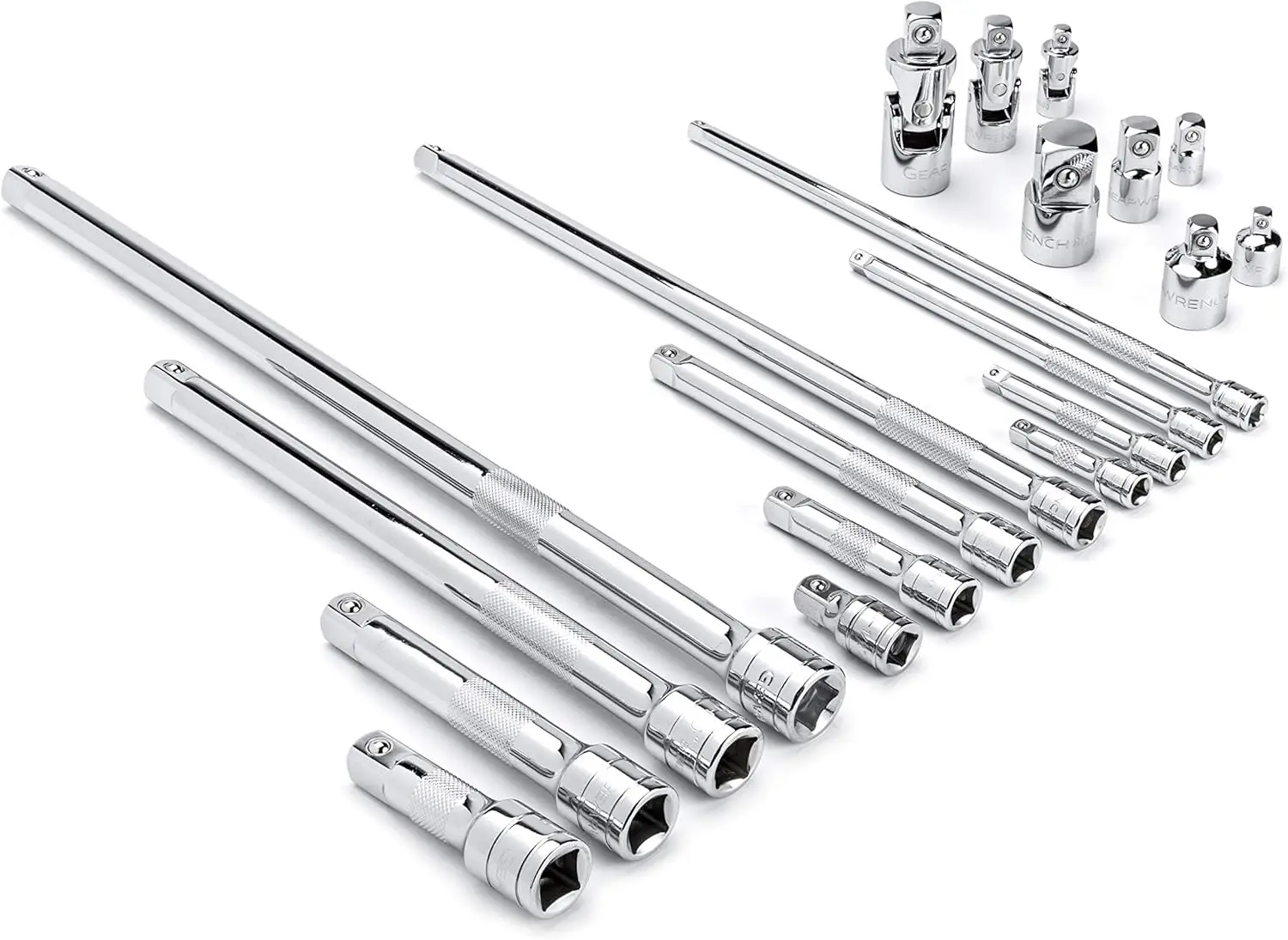 

20 Piece 1/4", 3/8", 1/2" Drive Extension, Universal Joint and Adapter Set - 81315A-07