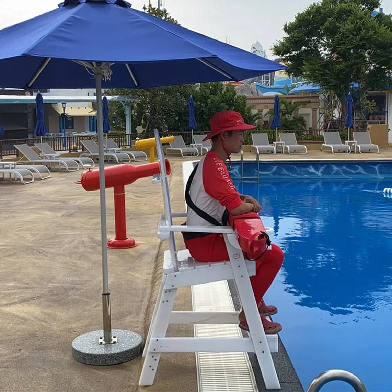 Pool loungers and portable lifeguard beach chairs