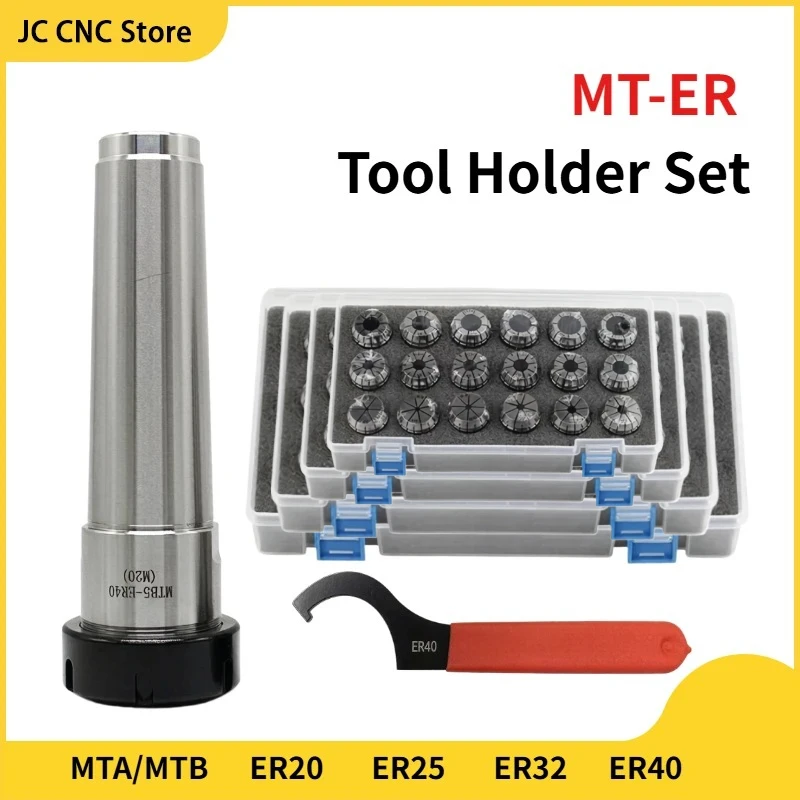ER20 ER25 ER32 ER40 Collet Set, High Precision MTA2 MTA3 MTA4 MTB Morse Taper Tool Holder for CNC Lathe Milling Machine