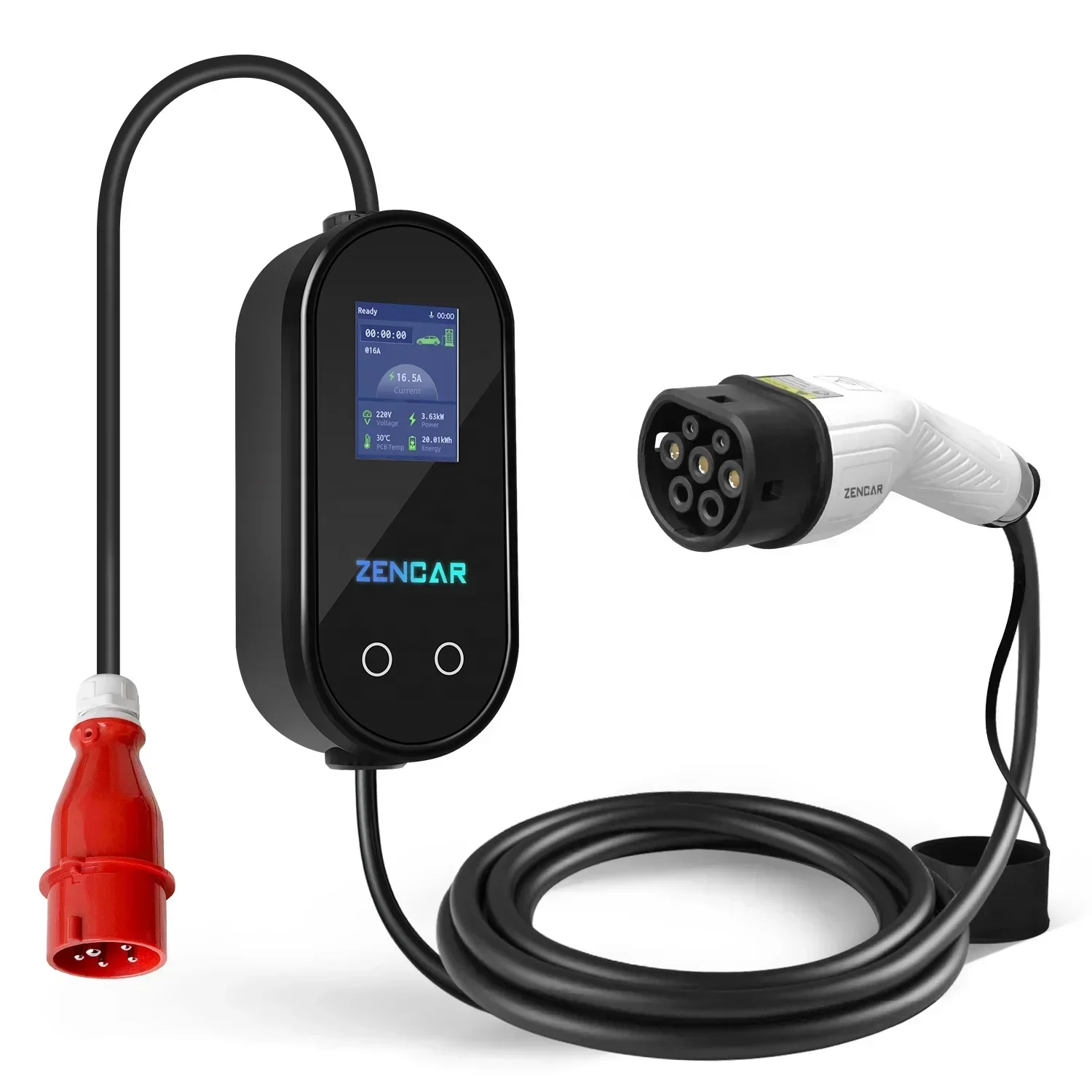 Type B DC 6mA Leakage Protection 32A 1 Phase Level 2 ev Charger 7KW EV Charger with Red CEE Plug