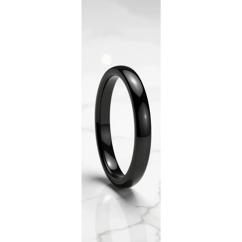 

Черное кольцо из карбида вольфрама с полированной куполообразной поверхностью, 2 мм, 4 мм, 6 мм, комфортная посадка, размеры 4-12, для мужчин и женщин