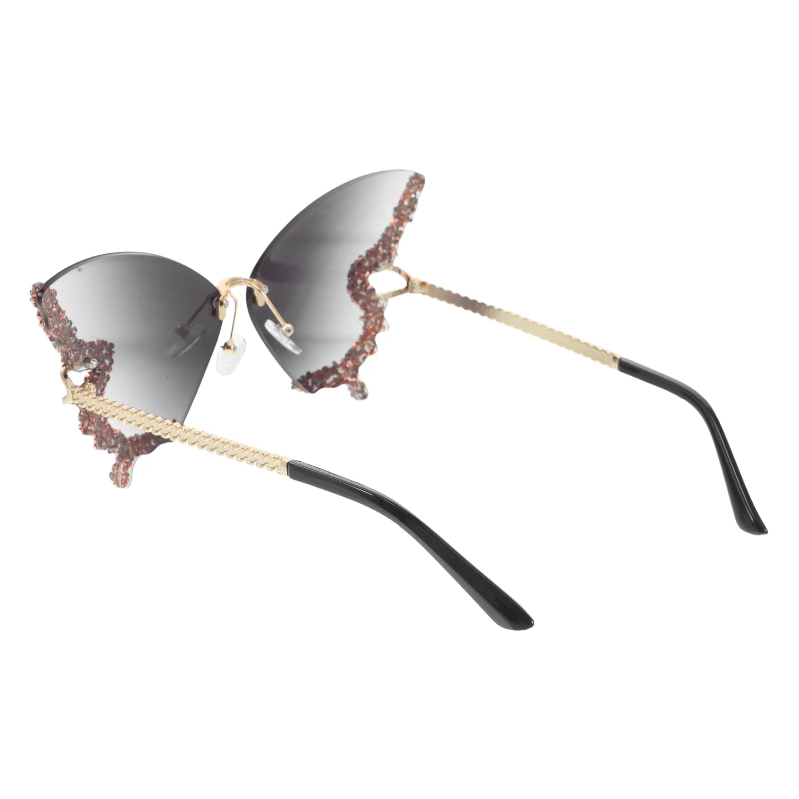 Lunettes de soleil sans monture papillon pour femmes, en forme de papillon, en diamant, Protection Uv, nuances à la mode