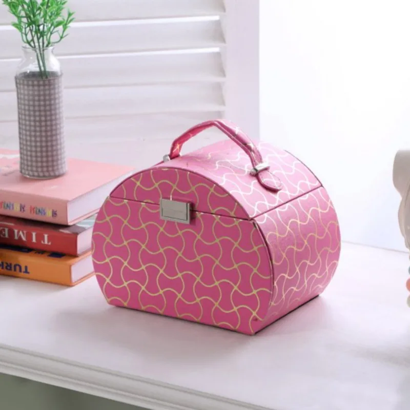 

Hot Pink Travel Jewelry Organizer Case 8.8" Long Small Storage Bag Necklaces Earrings Portable Travel Vacation