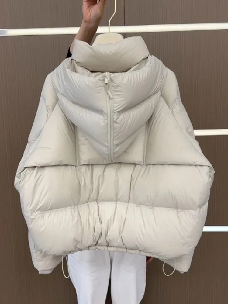 

Unique ort White down Jaet Women's Winter 2025 New High-End Bread Sle Coat Korean Sle Straight Cut Long Sve Zipper