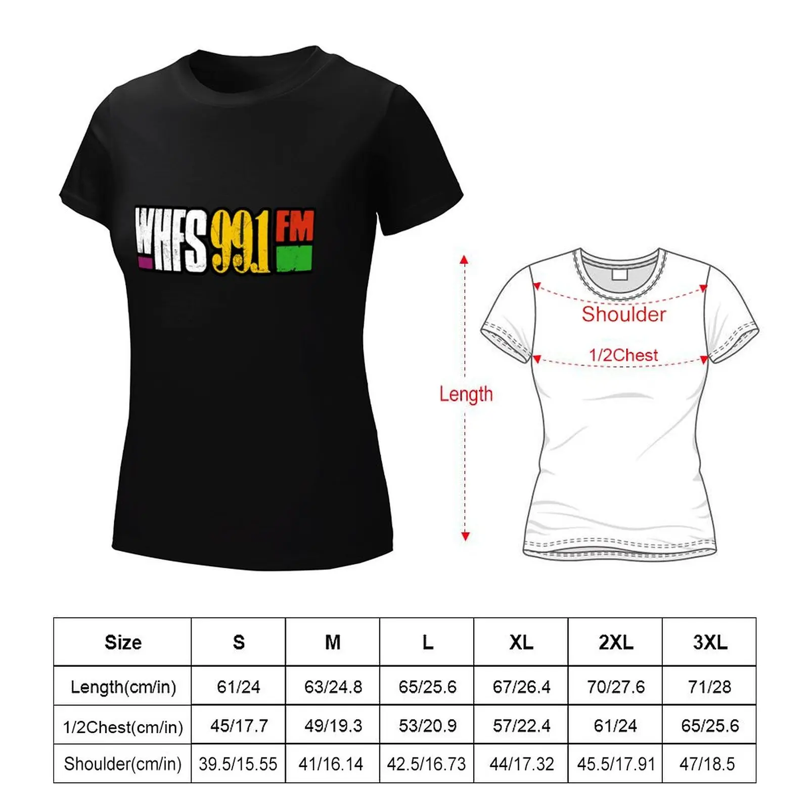 WHFS 99.1 FM RADIO SHIRT T-Shirt oversized female tees cute tops clothes for woman