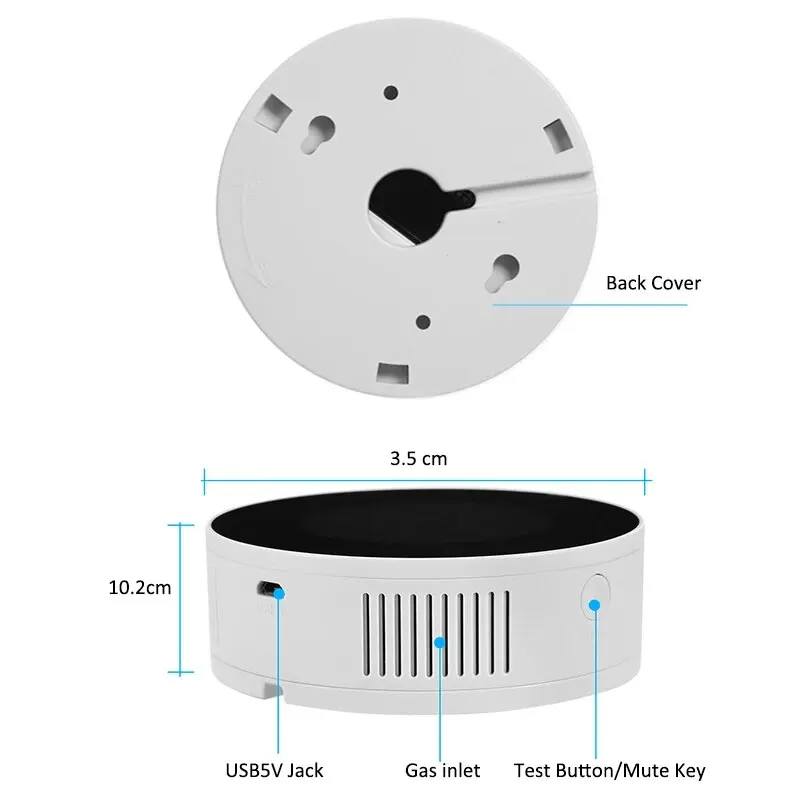 Tuya WIFI Natural LPG Gas Leak Sensor Detector with Solenoid Valve Shut Off Pipeline CH4 Methane Leakage Alarm Safety Smart Life