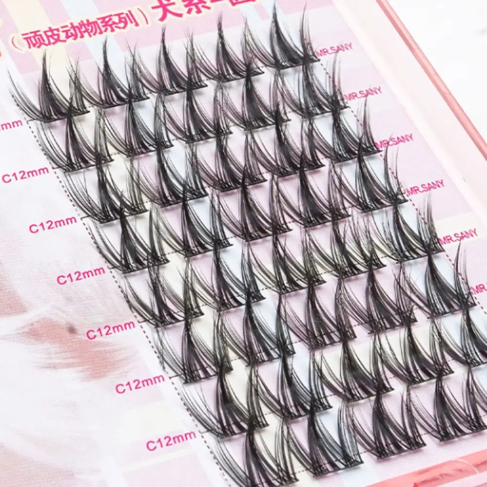 甘いDIYセグメントつけまつげマンガクラスターセルフ接着まつげ愛らしいハードステムグルーフリーつけまつげ女の子向け