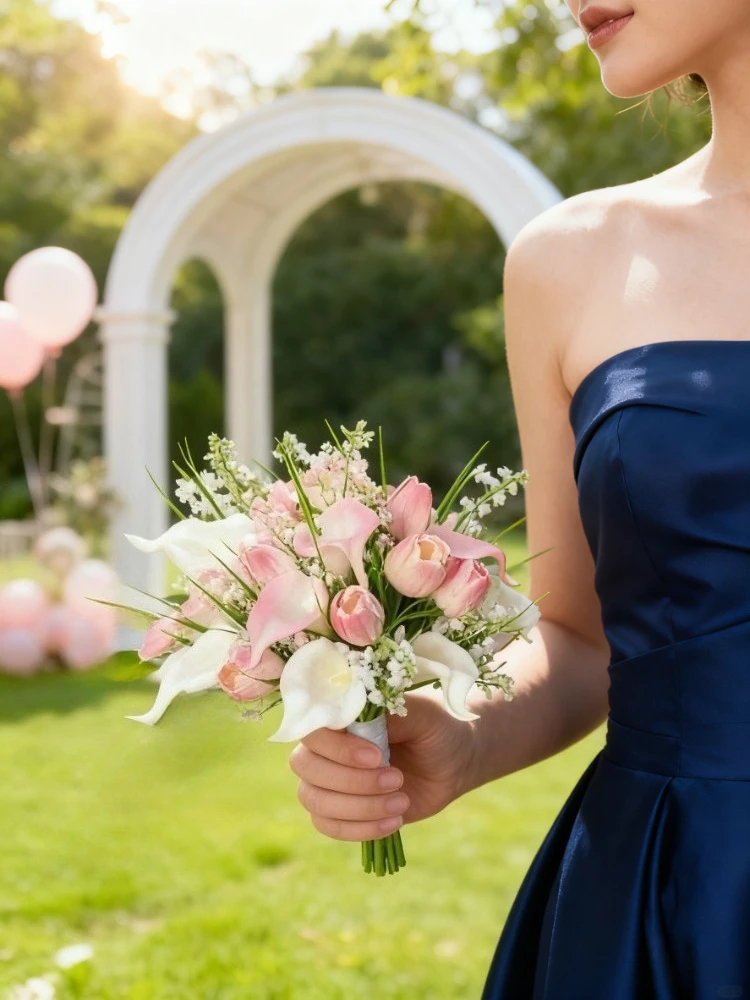 الأبيض الاصطناعي زنبق الكالا باقة الزفاف الزفاف عقد باقة الزهور وصيفه الشرف زهور الزفاف اكسسوارات الزفاف #2