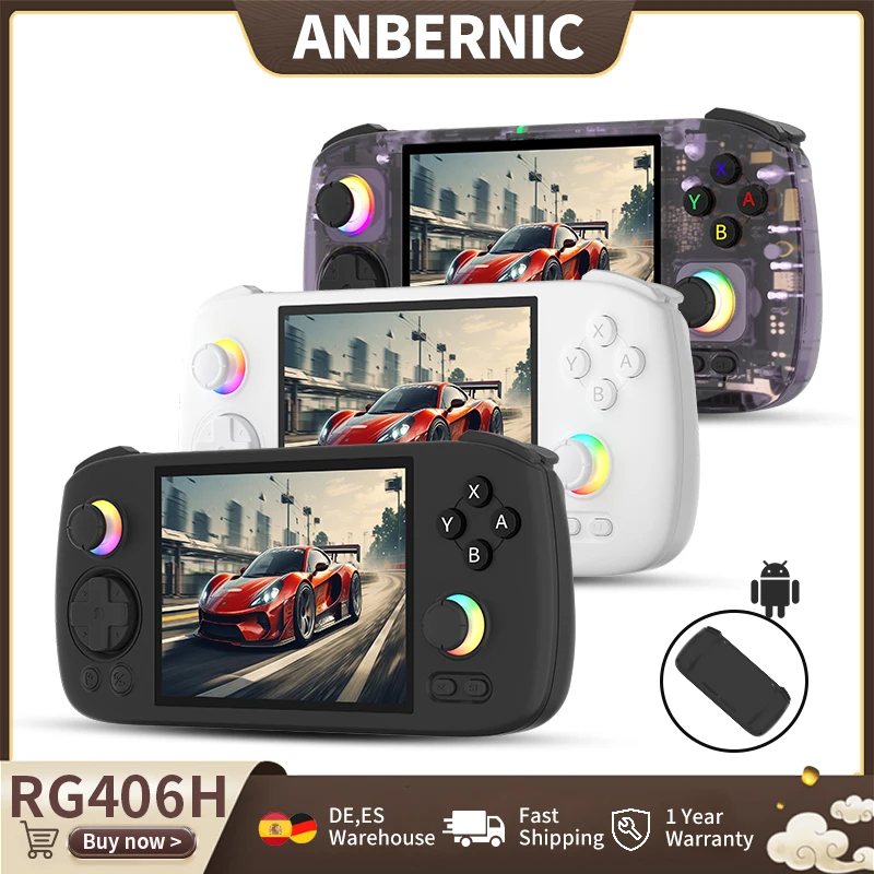 ANBERNIC RG406H Console de jeux portable rétro Unisoc T820 4 "IPS écran tactile Android 5000mAh Hall déclencheur lecteur de jeu vidéo