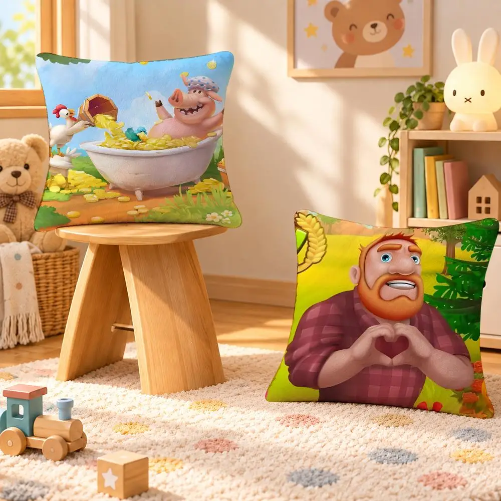 Game Hay Day Farm Cozy Mobile Cushion Cover Personalized Soft Plush Pillow Living Room Home Sofa Bedroom Office Car Cushion