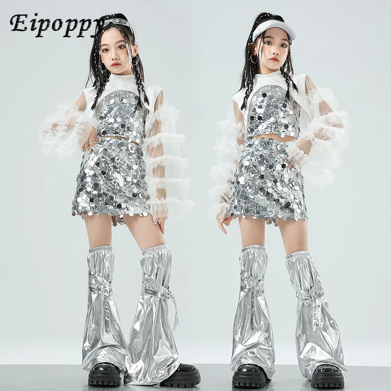 

Children's street dance performance costume sequin set