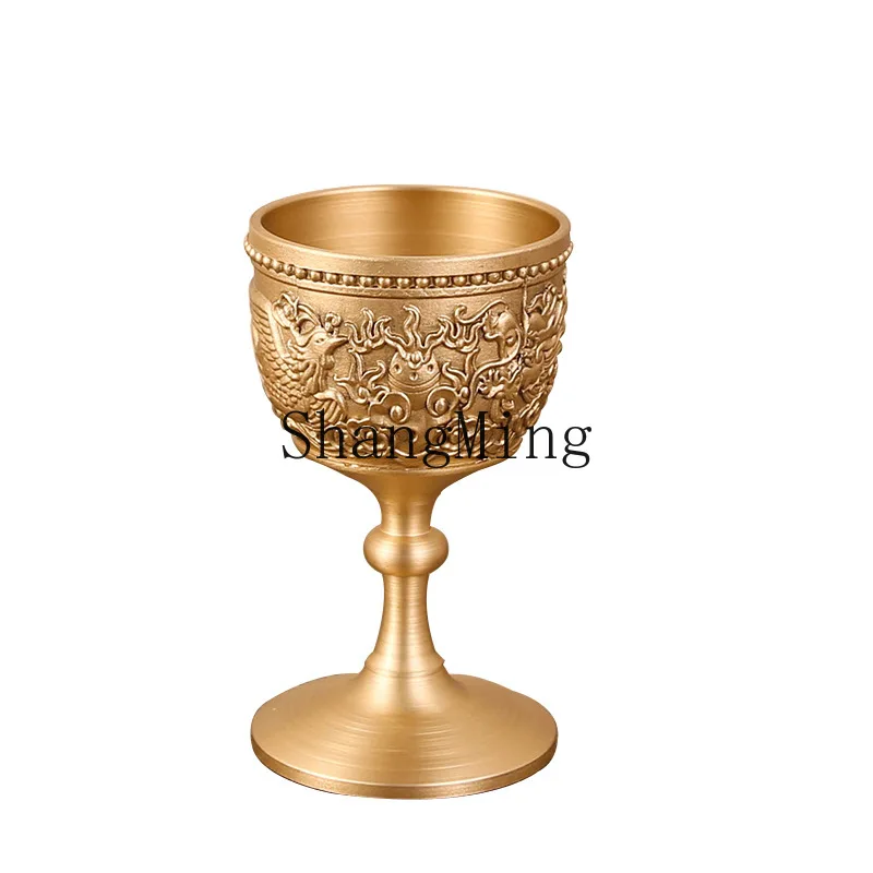 

PYH pure copper dragon and phoenix wine glass Chinese household spirit cup Baijiu cup one cup solid thickened goblet