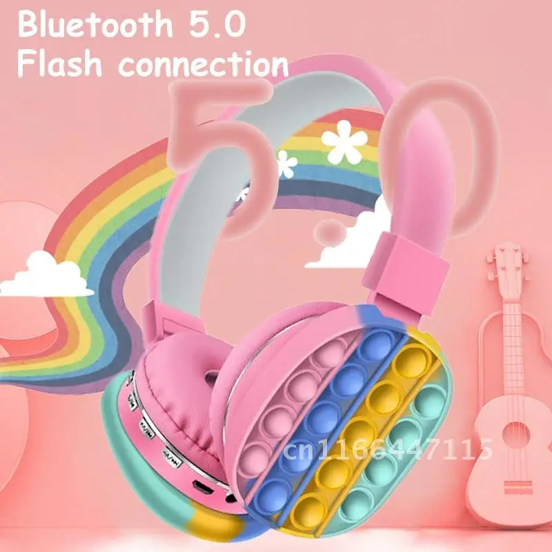 2022 NEW Wireless Headphones Rainbow Color Earphones with Mic Parent-child interactive Headset Hot Sale Toy Children Gift Box