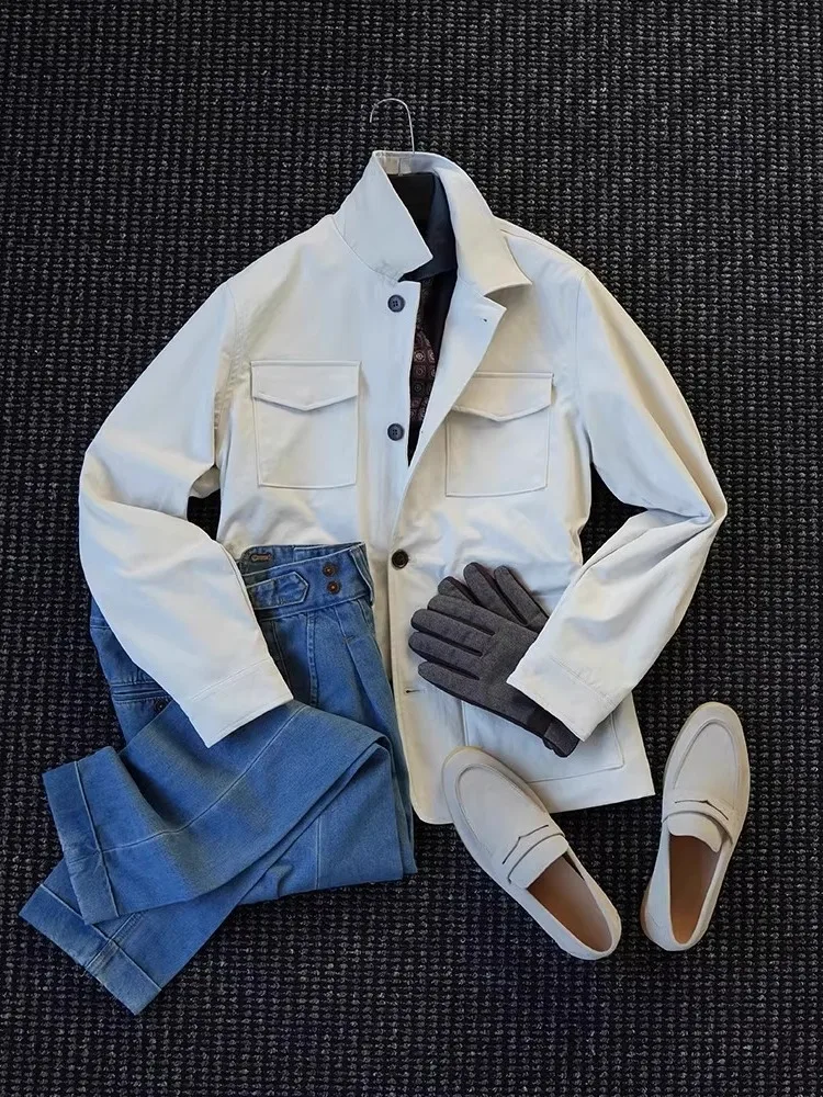 

Мужская куртка Neapolitan Queen класса люкс с множеством карманов, приталенная, для охоты, стильная и эффектная верхняя одежда