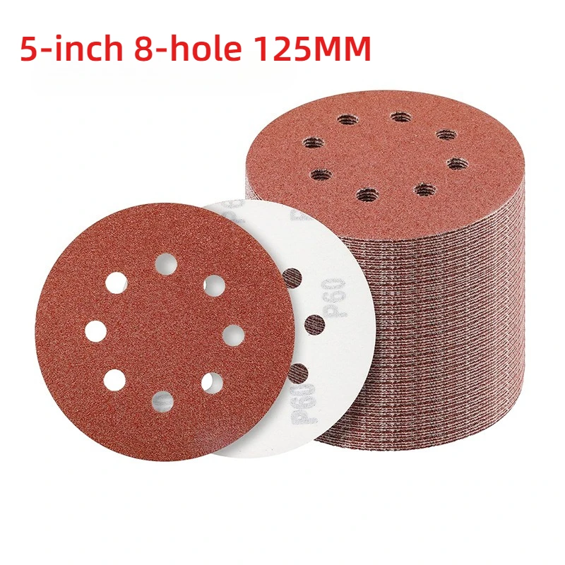 

5-inch 8-hole 125mm red sandpaper furniture woodworking paint car polishing red sandpaper does not drop sanding disc dry grindin