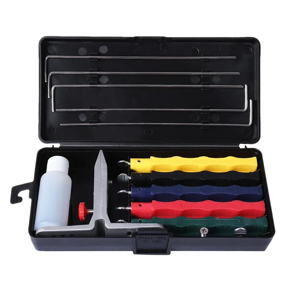 Portable Profession Knife Sharpener Kit 5 Whetstone Sharpen System Grindstone Kitchen Tool Household Knife Sharpener Multi-Tools