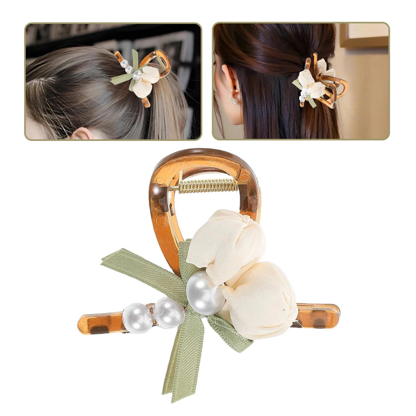 

Tulip Hair Claw Clip Fabric Small Hair Barrette Flower Claw Clip Cute Durable Accessories for Women Casual and Formal Use