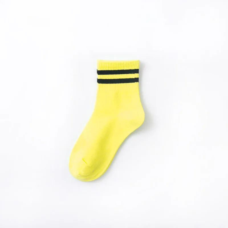 Fashion Neon Green Hot Pink Casual Women Striped Patterned Socks Harajuku Cool School Girls Candy Color Fluorescence Loose Socks