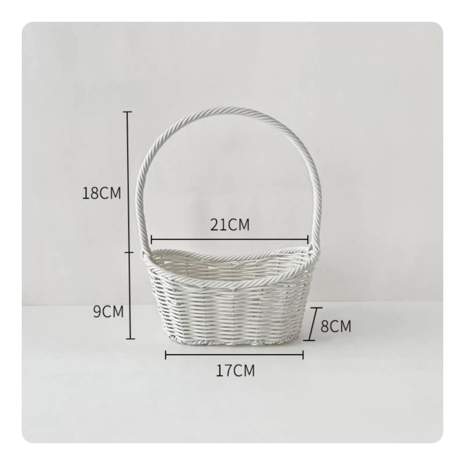 Woven Decorative Basket Imitation Rattan Flower Basket with Handle for Home Shelf Decor Storage Organizer
