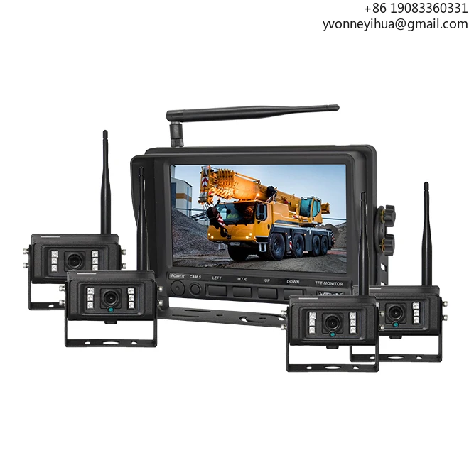 

VEISE 7-дюймовый цифровой HD видеорегистратор, беспроводная система резервной камеры для грузовика, четырехпросмотр, экран для грузовика, автобуса, фермы, строительства