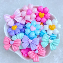 20Pcs New Cute Resin Mini Bowknot Flower Flat Back Fit Phone Deco Parts Embellishments For Hair Bows Accessories